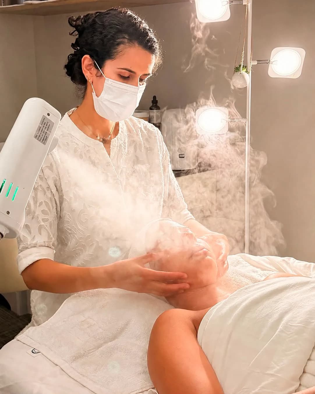 A facial treatment in progress.